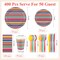 400 Pcs Mexican Party Supplies Mexico Stripes Disposable Paper Plates Napkins and Cups Mexican Tableware Decorations for Cinco De Mayo Dance Pinata Taco, Birthday Party